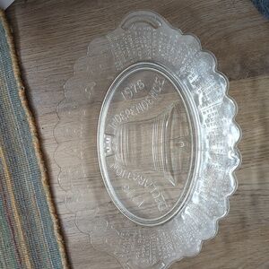 1776 1976 200 Years JOHN HANCOCK Declaration Independence Embossed Glass Plate